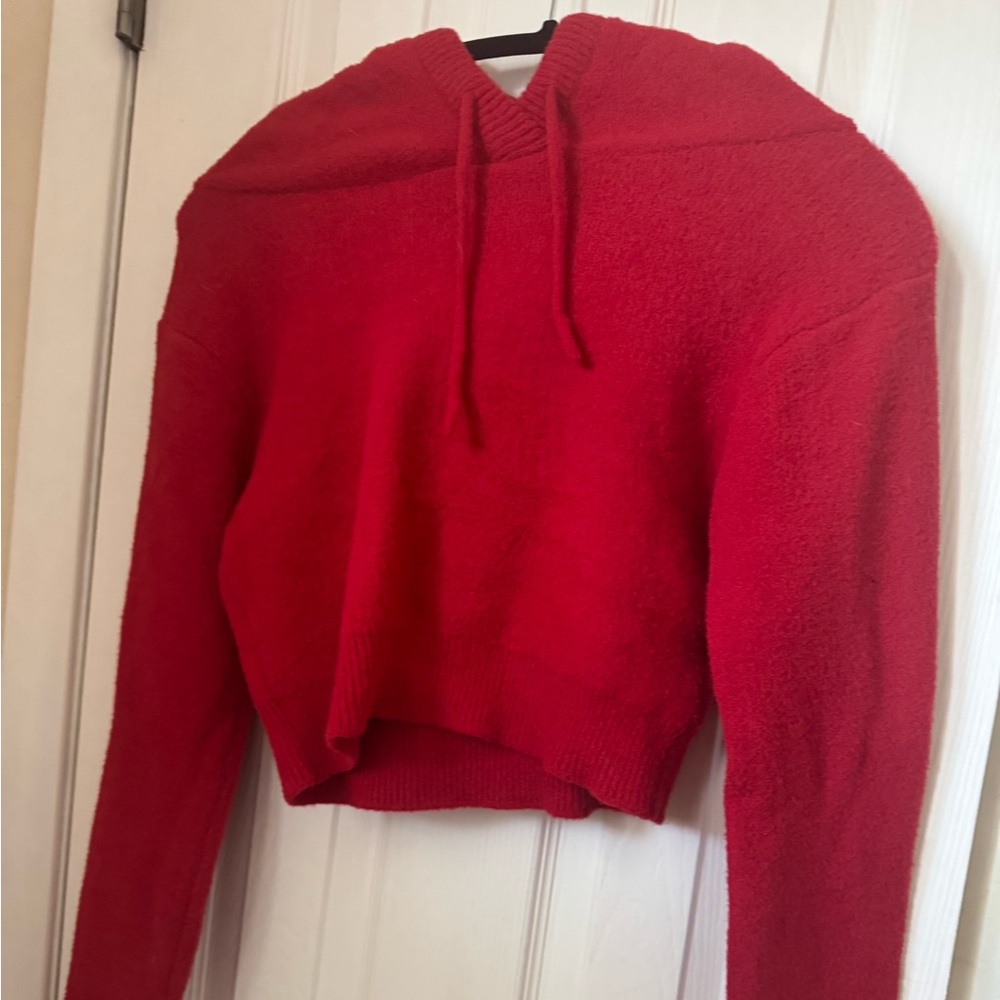 Red Cropped Hoodie